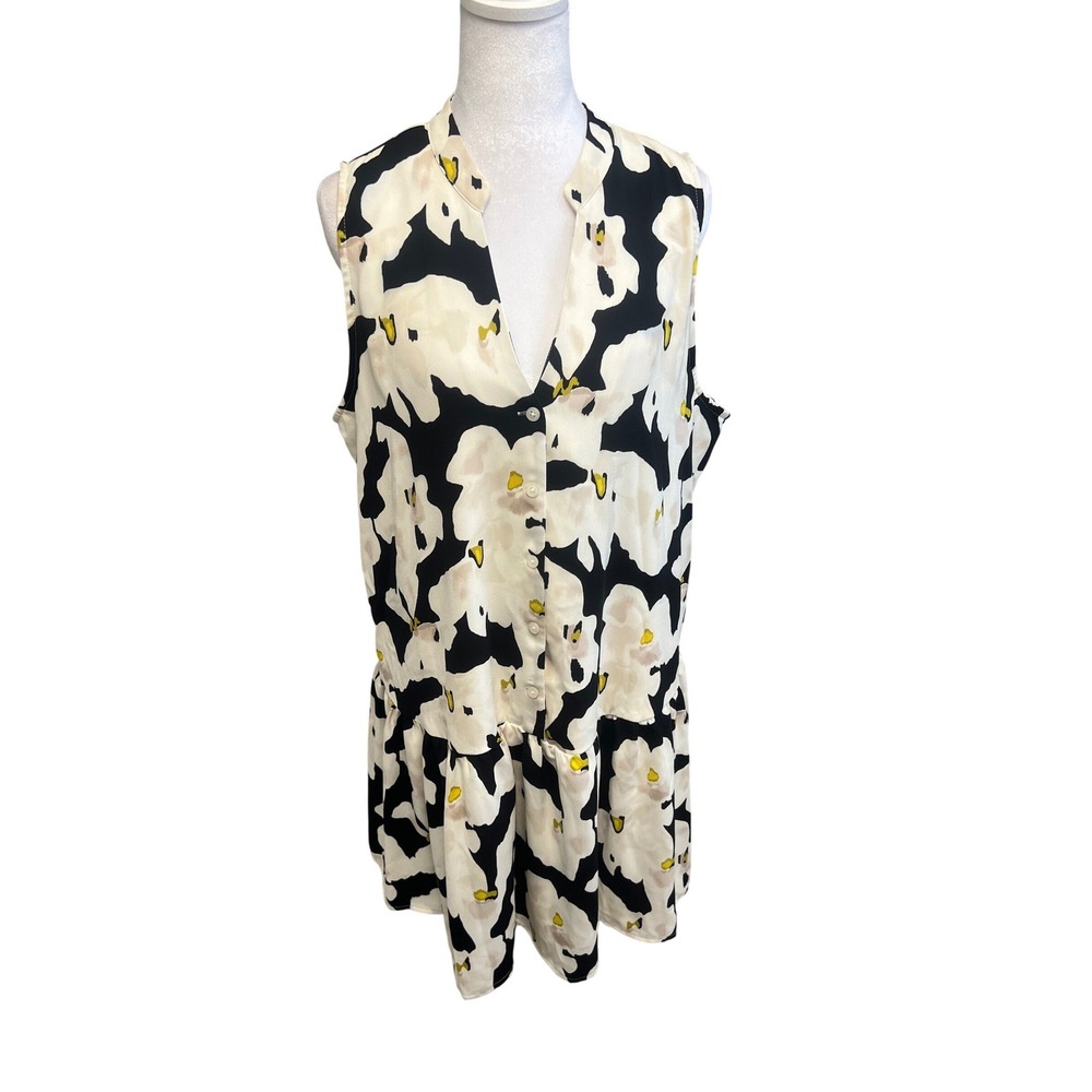 Nine West Sleeveless Babydoll Dress Sz‎ XL Abstract Floral Mod Bold Print Office